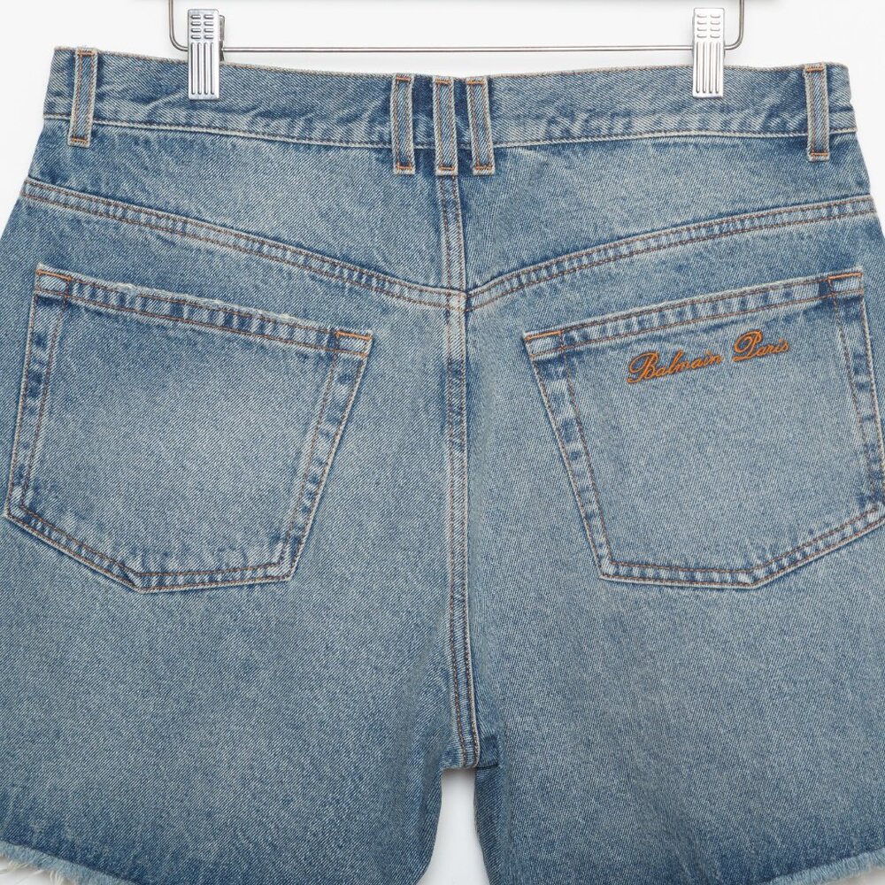 Balmain Blue Ripped Cotton Denim Jean Shorts - Mens Size 31 - NWT - Picture 7 of 14